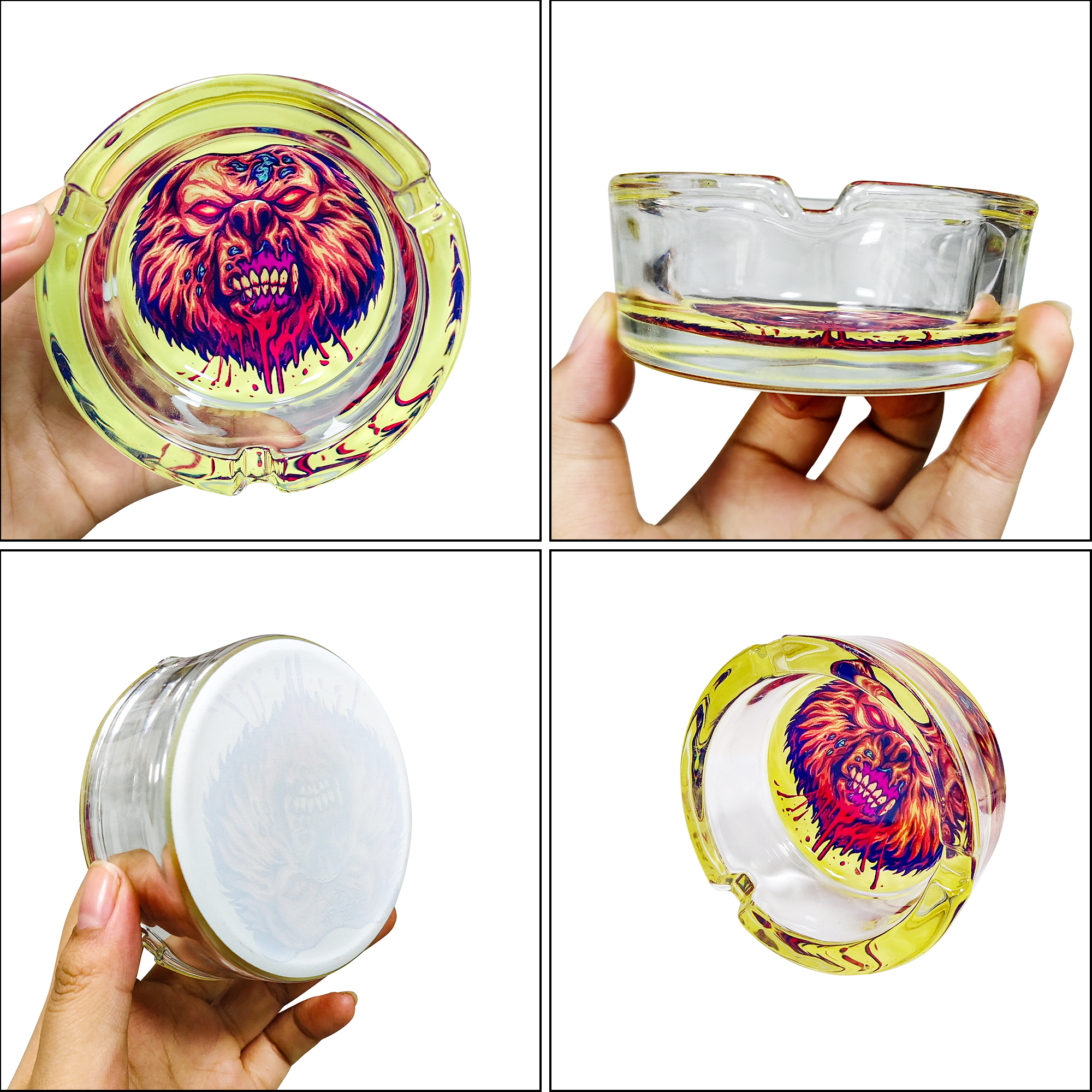 HLL smoke 3.35-inch circular glass ashtray - 图片 2