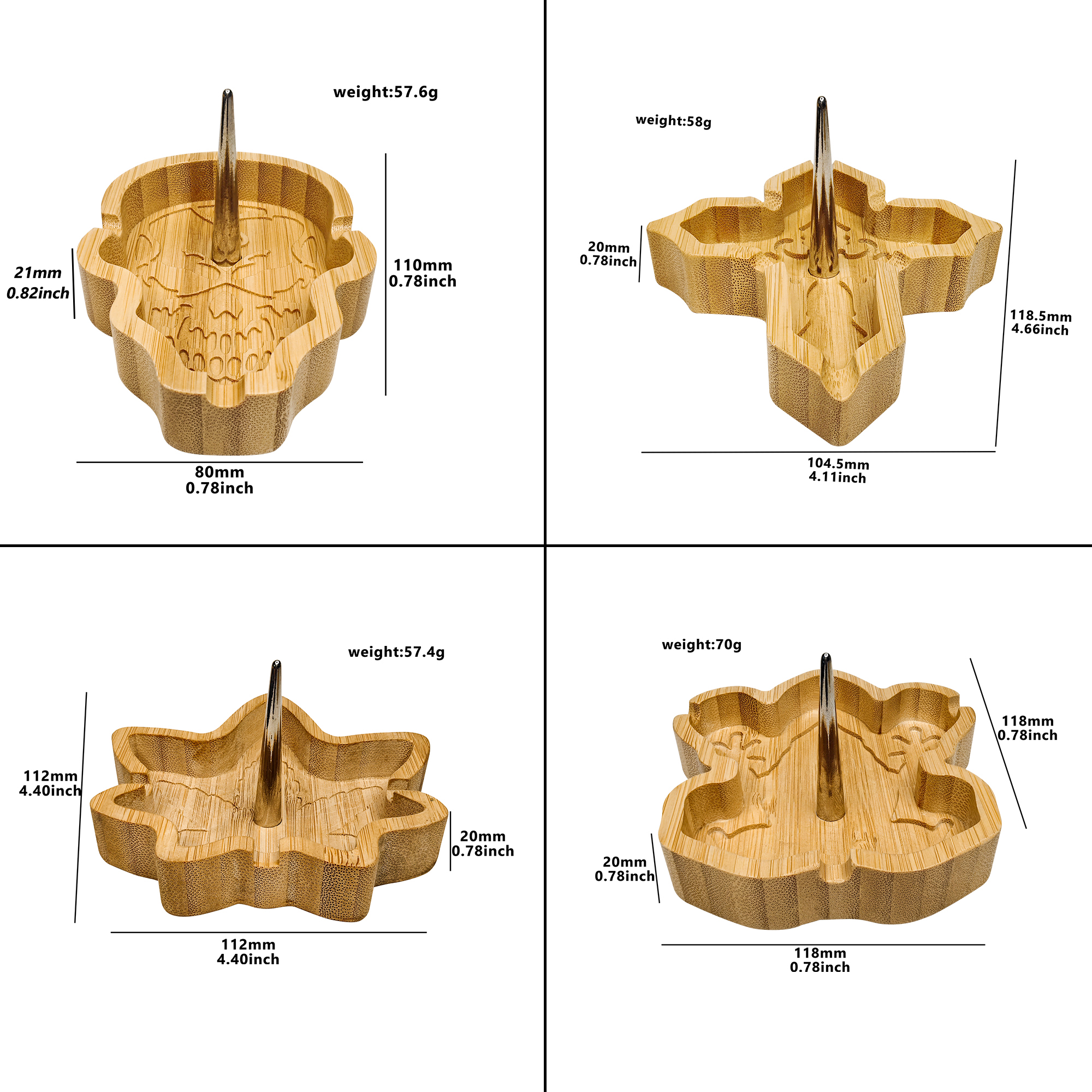 HLL Smoke Natural Bamboo Irregular Ashtray - 图片 3