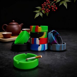 HLL Smoke 4.92 inch round convex bottom ashtray design silicone ashtray