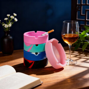 HLL Smoke 4.92-inch Circular Flat Bottom Ashtray Shaped Silicone Ashtray