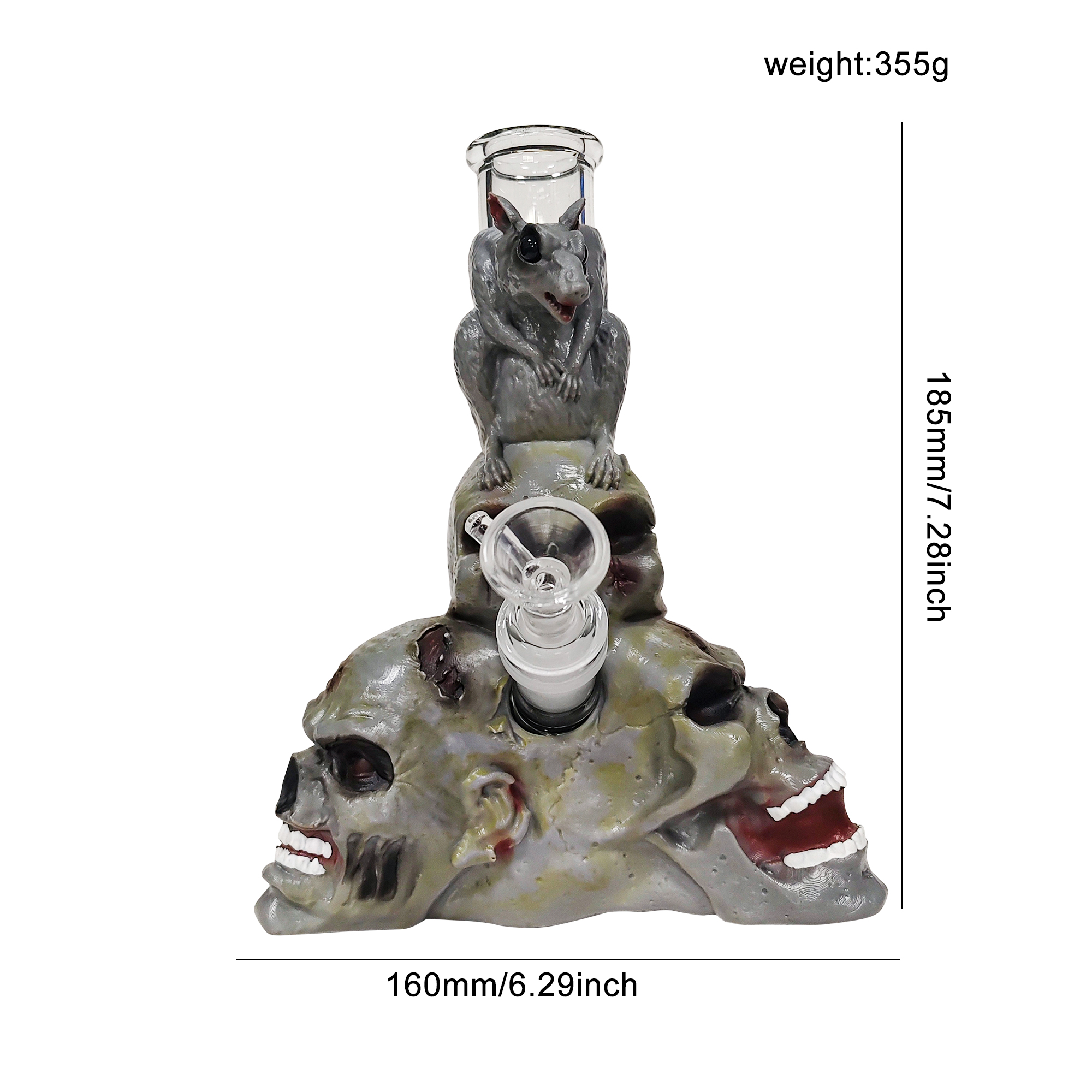 HLL Smoke 7.28-inch Skull Head Water Pipe - 图片 2