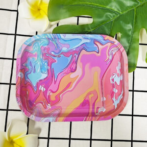 HLL smoke rectangular colorful pink metal tray