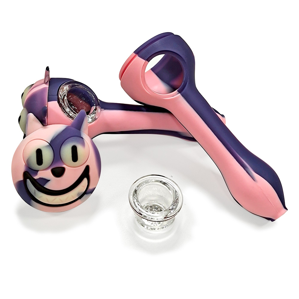 HLL Smoke 4.52-inch Luminous Cat Head Silicone Pipe - 图片 7