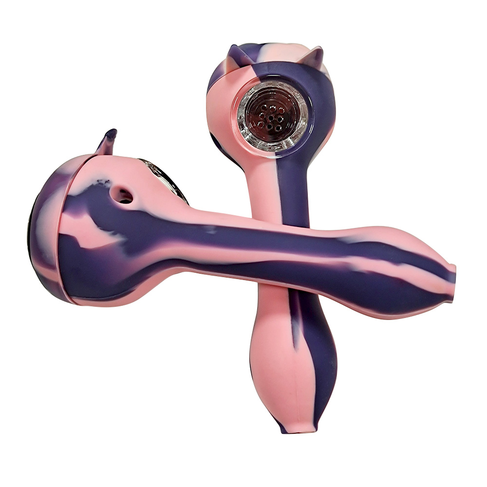 HLL Smoke 4.52-inch Luminous Cat Head Silicone Pipe - 图片 6