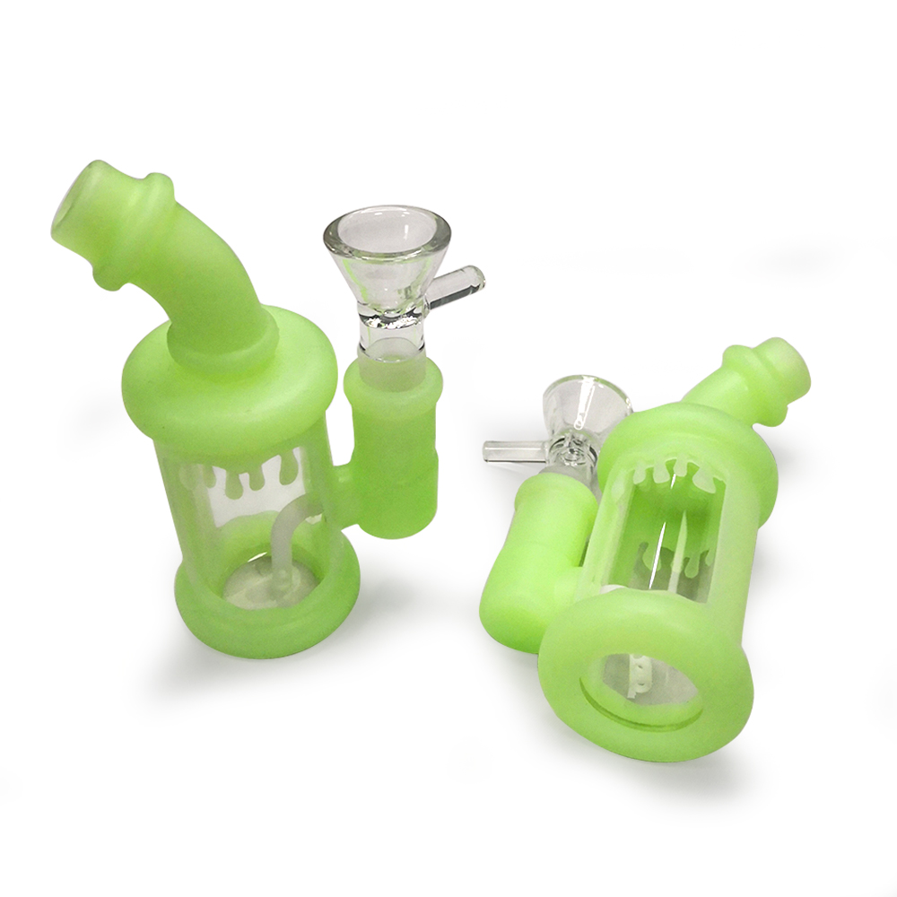 HLL Smoke 4.52 inch luminous silicone watermark elbow small pipe - 图片 6