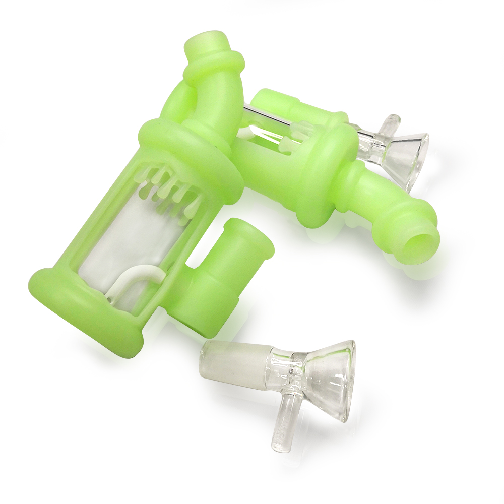 HLL Smoke 4.52 inch luminous silicone watermark elbow small pipe - 图片 5